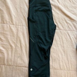 Lululemon- Cropped Legging; Mesh and Reflective Detail